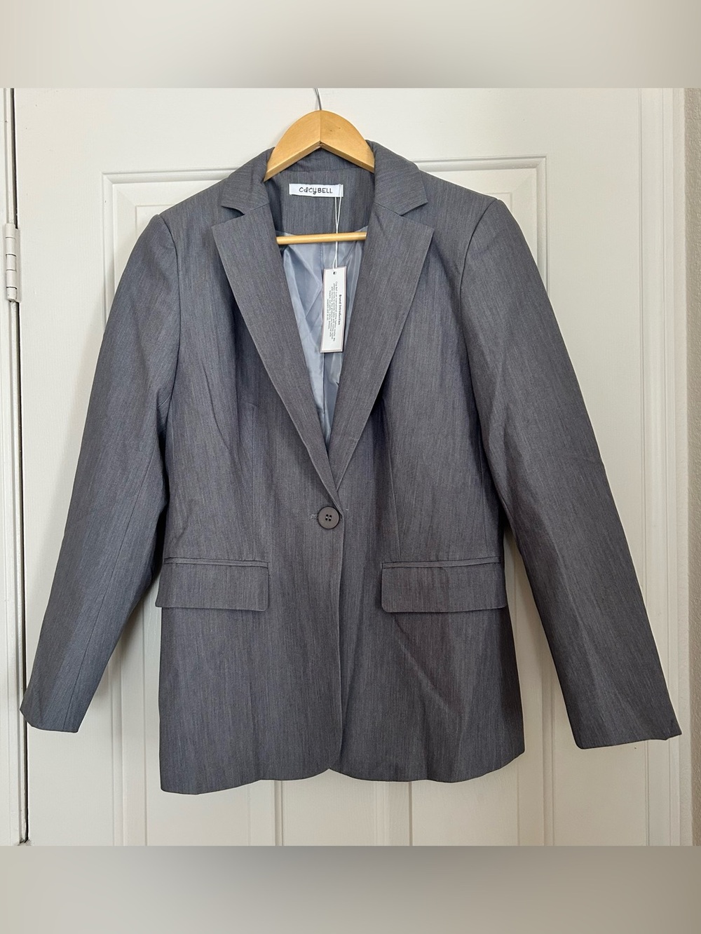 Cicy Bell Womens Dark Grey Single Button Blazer Work Professional Size Med NWT